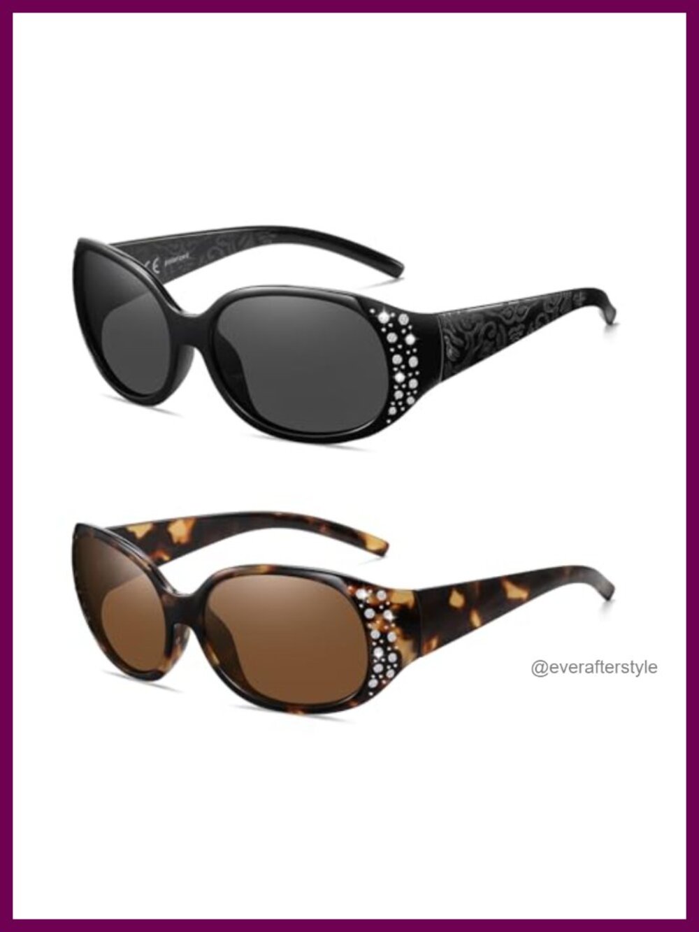 Polarized Wrap Around Sunglasses UV400 Protection Retro Rhinestone